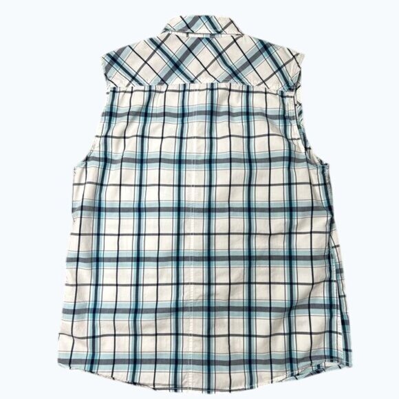 G By  Guess Mens Sleeveless Plaid Button-Up Shirt With Removable Hood XL - Picture 3 of 11